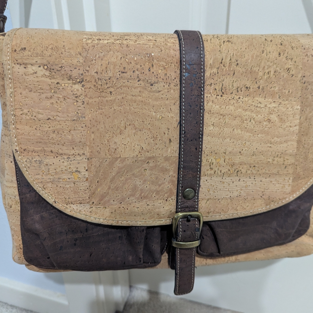 Cork and Brown Messenger Bag